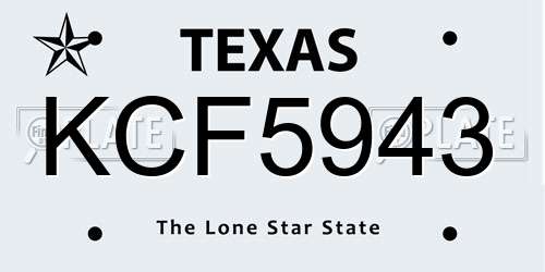 KCF5943 Texas License Plate