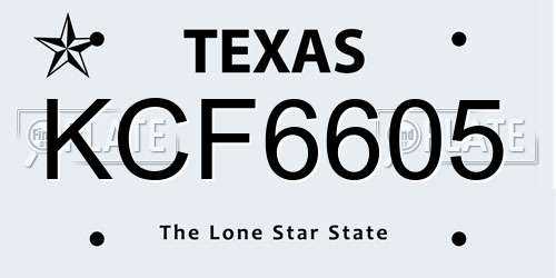 KCF6605 Texas License Plate