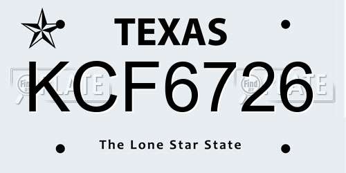 KCF6726 Texas License Plate