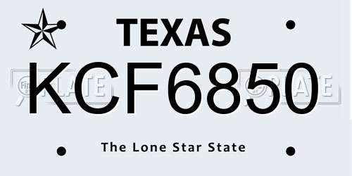 KCF6850 Texas License Plate
