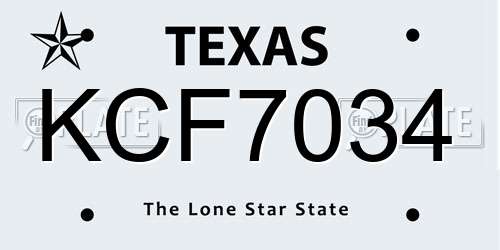 KCF7034 Texas License Plate