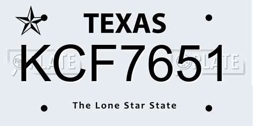 KCF7651 Texas License Plate