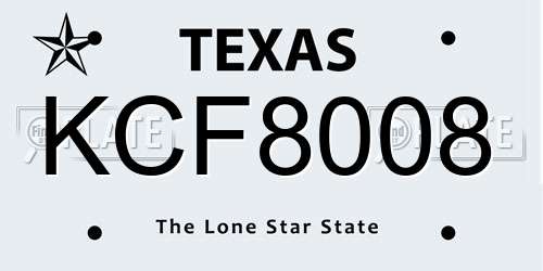 KCF8008 Texas License Plate