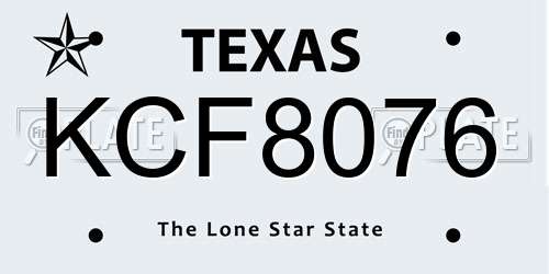 KCF8076 Texas License Plate