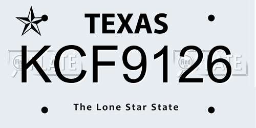 KCF9126 Texas License Plate