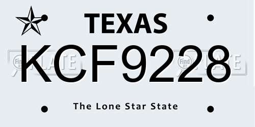 KCF9228 Texas License Plate