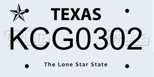 KCG0302 Texas License Plate