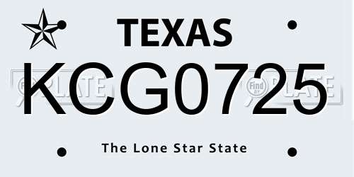 KCG0725 Texas License Plate