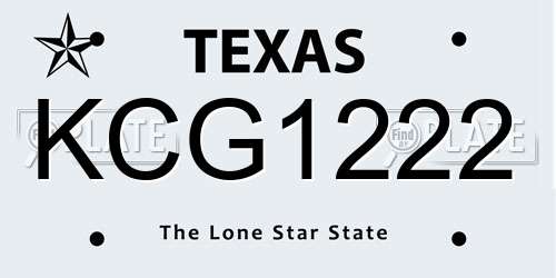KCG1222 Texas License Plate