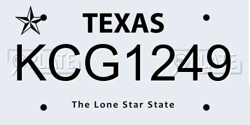 KCG1249 Texas License Plate