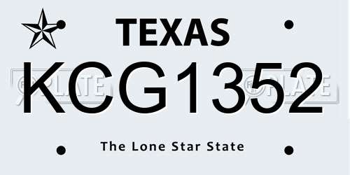 KCG1352 Texas License Plate