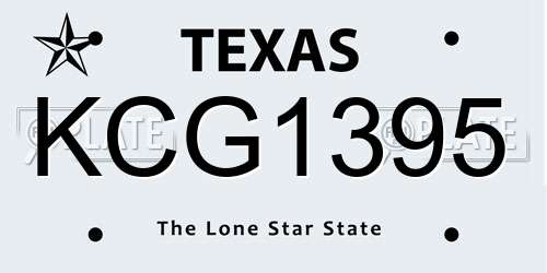 KCG1395 Texas License Plate