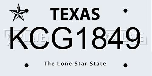KCG1849 Texas License Plate