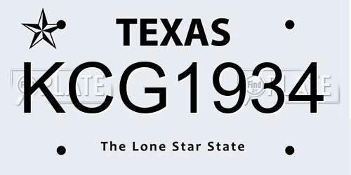 KCG1934 Texas License Plate