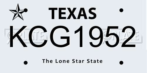 KCG1952 Texas License Plate