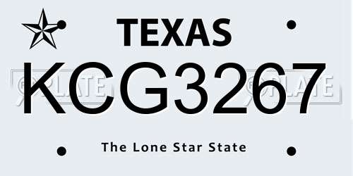 KCG3267 Texas License Plate