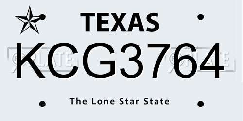KCG3764 Texas License Plate