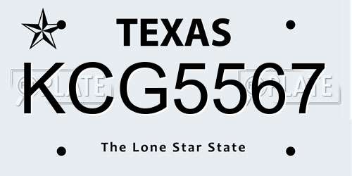 KCG5567 Texas License Plate