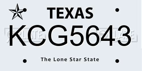 KCG5643 Texas License Plate