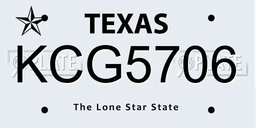 KCG5706 Texas License Plate