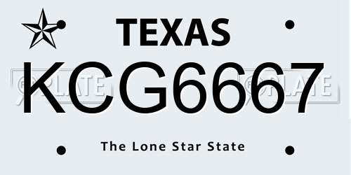 KCG6667 Texas License Plate