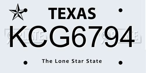 KCG6794 Texas License Plate