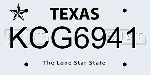 KCG6941 Texas License Plate