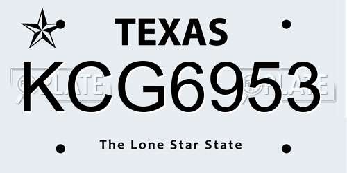 KCG6953 Texas License Plate