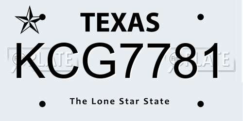 KCG7781 Texas License Plate