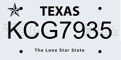 KCG7935 Texas License Plate
