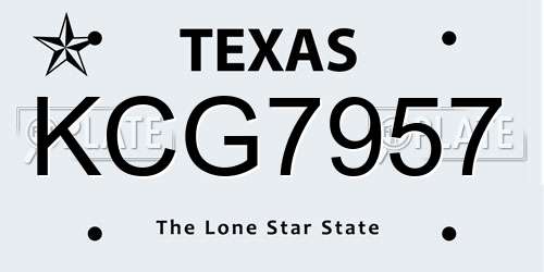 KCG7957 Texas License Plate