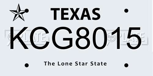 KCG8015 Texas License Plate
