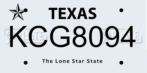 KCG8094 Texas License Plate