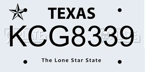 KCG8339 Texas License Plate