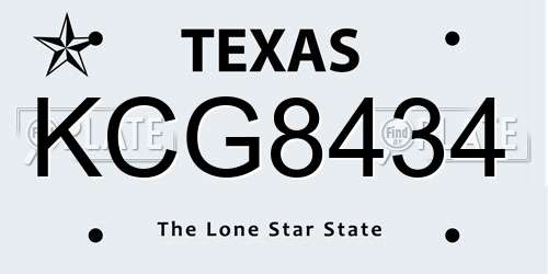 KCG8434 Texas License Plate