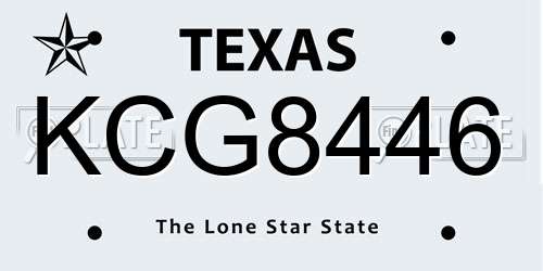 KCG8446 Texas License Plate