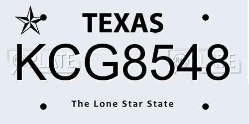 KCG8548 Texas License Plate