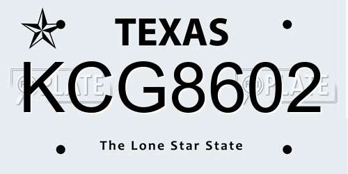 KCG8602 Texas License Plate