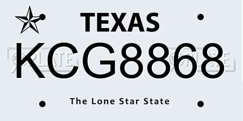 KCG8868 Texas License Plate