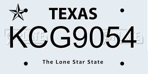 KCG9054 Texas License Plate