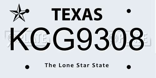KCG9308 Texas License Plate