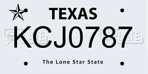 KCJ0787 Texas License Plate
