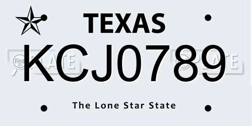 KCJ0789 Texas License Plate