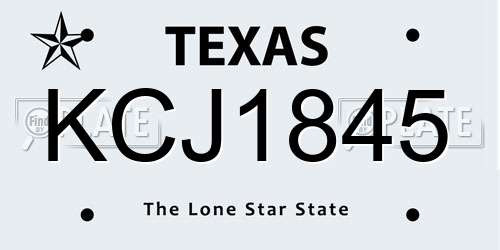 KCJ1845 Texas License Plate