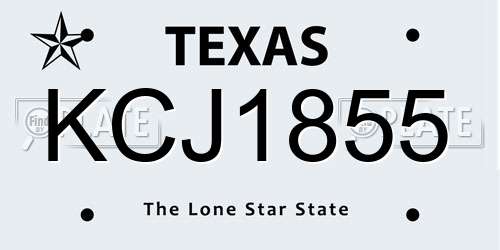 KCJ1855 Texas License Plate