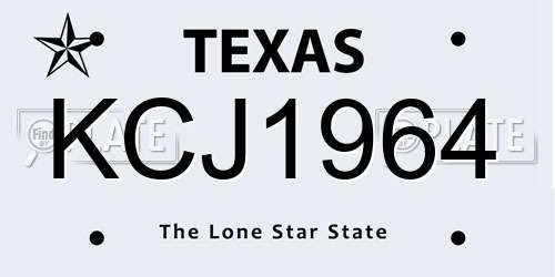 KCJ1964 Texas License Plate