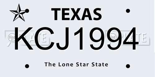 KCJ1994 Texas License Plate