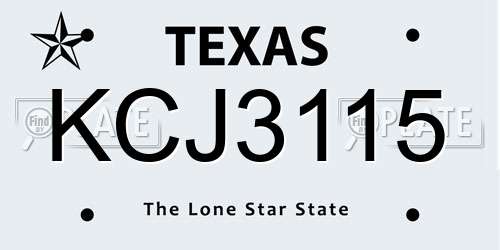 KCJ3115 Texas License Plate