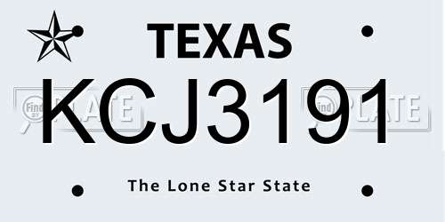 KCJ3191 Texas License Plate