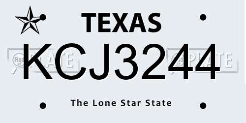 KCJ3244 Texas License Plate
